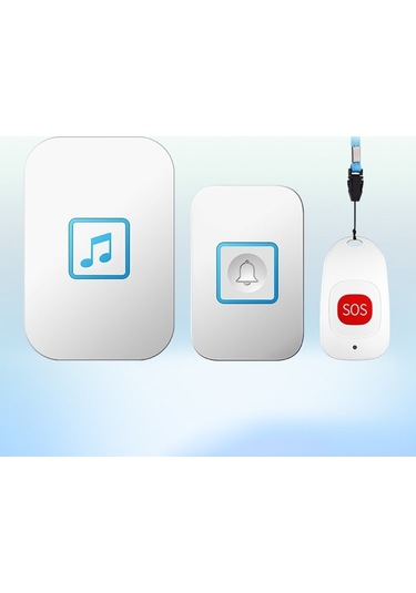 Cacazı C86 Kablosuz Sos Çağrı Cihazı Kapı Zili Yaşlı Adam Çocuk Acil Durum Alarmı Uzaktan Çağrı Zili Ab Tak Beyaz