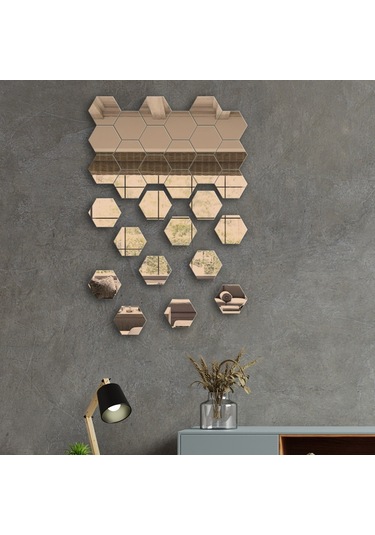 Ayna | Bronz Ayna | 30'Lu Takım Altıgen Ayna Bronz