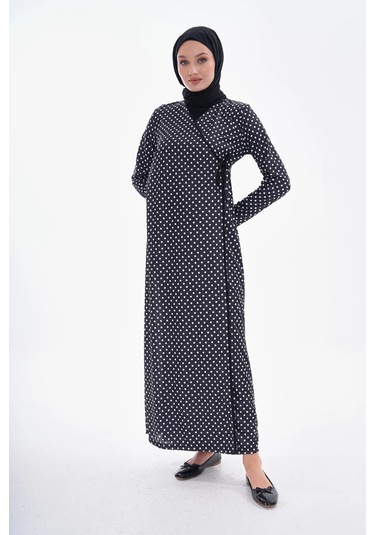 Puantiyeli Yandan Bağlamalı Namaz Elbisesi-21008 Gül Kurusu