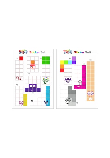 Number Blocks Matematik Eğitici Birim Küp Snapcubes /11-20 Sticker 155 Pcs