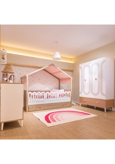 Meltem Kids Fiona Pembe Montessori Çocuk Odası Karyola 100x200 Cm