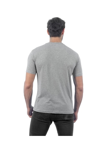 Sıfır Yaka Tişört, Gri -112E630- Bisiklet Yaka Tshirt, T-Shirt
