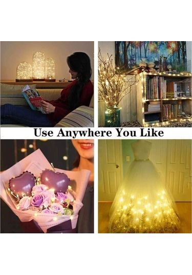 Yatak Odası, İç Mekan, Dış Mekan, Noel, Parti, Bahçe, Düğün, Kendin Yap, Sıcak Beyaz İçin 20 Adet 1m 10 Led Pil İle Çalışan Bakır Telli Işık Dizisi Diğer