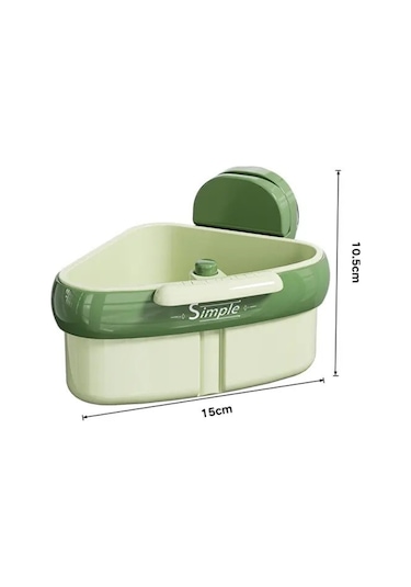 Skycity Mutfak Lavabo Köşesi Suda Filtre Sepeti - Basarak Açılabilir Kapağı, İki Katlı Ayrıştırıcı, Vakum Süngerli Montaj, Yeşil Yeşil