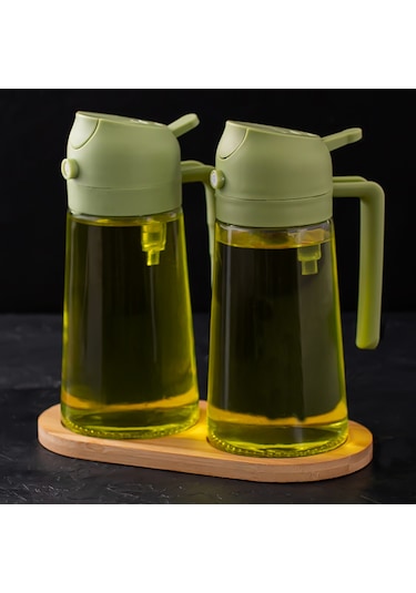 Porsima Alk-1900 Çok Amaçlı Cam Sprey Şişe -yağdanlık Limon Sirke Sos Püskürtücü, Sızdırmaz Standlı Yağdanlık Yeşil Yeşil