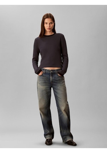 Calvin Klein Ls Waffle Tee-11922 Lacivert