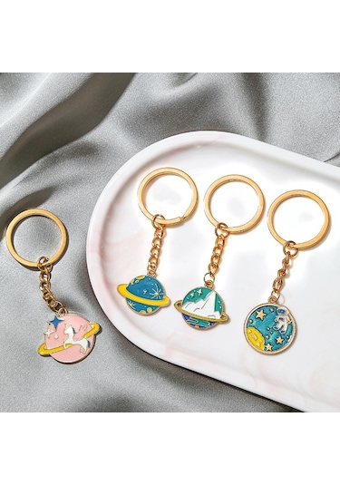 Sones 5 Adet Yuvarlak Anahtarlık Astronotlar Alaşımı