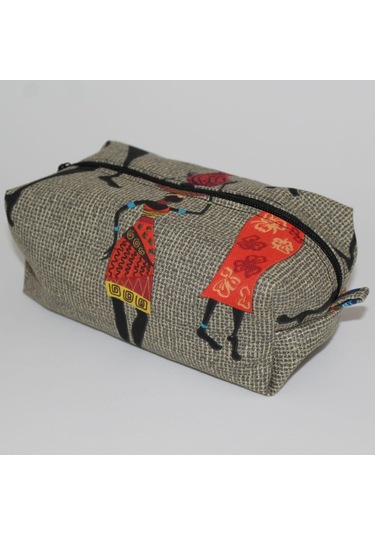 SerSev Etnik Bohem Desenli El Yapımı Duck Kumaş Su Geçirmez Makyaj Çantası