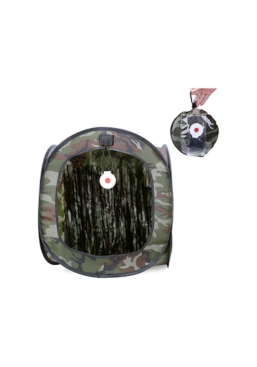 Vkemall Hızlı Kurulabilir Gürültü Azaltıcı Taşınabilir Atış Egzersizi Çadırı - İç/ Dış Mekan Kullanıma Uygun, Çift Ağlı, Dayanıklı Poliester Kamuflaj
