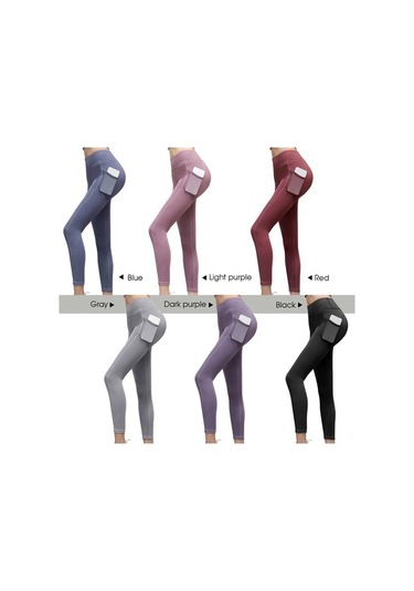 Fastbuy Kadın Yüksek Bel Nefes Alabilen Esnek Şık Spor Tayt Koyu Mor Koyu Mor