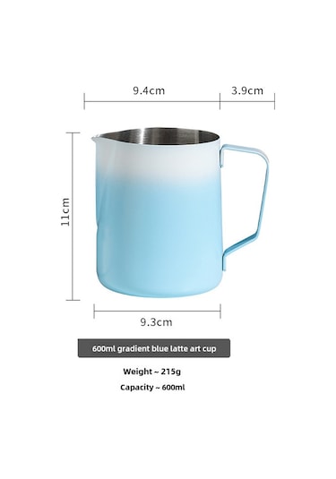 Geeroyoo 304 Paslanmaz Çelik Kahve Latte Kapı, Uygun Uçlu Süt Köpüğü Hazırlama, Ev Kullanıma İdeal, Renkli Gradyan Tasarım, 600ml Mavi Diğer