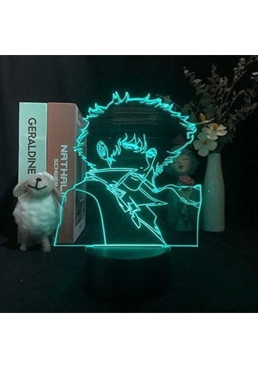 Goldenqian Kovboy Bobop Anime 3d Erkek Için Gece Lambası 16 Renkler Kız Odası Dekor Illusion Led Lamba Usb Manga Bebop Spike Şekil Uygun Çocuklar Hayranlar Yılbaşı Hediyeleri 1bıııe Siyah