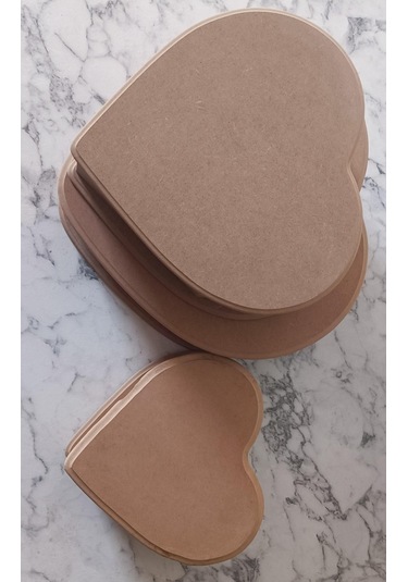 Hobi Adn Kalp Kutu Set 3'lü Ahşap Ham Mdf Kutuda Sevk El Yapım Ahşap