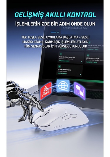 Aj200p Nl Aı Yapay Zeka Sesli Komut Destekli Near-link Kablosuz Şarj Standlı Oyuncu Mouse Diğer