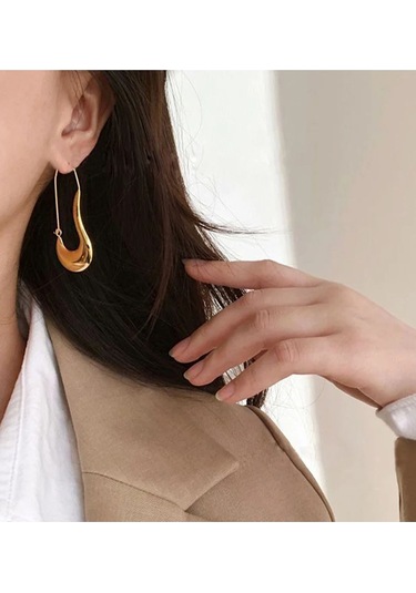 Caş Dekorasyon Altın Renkli Çelik Küpe/ Çift Altın