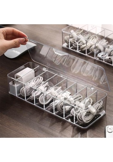 Pazly Ev Kullanımı Toz Geçirmez Kablo Organizatörü, Çoklu Izgaralı, Plastik Güç Şeridi Tel Kutusu L