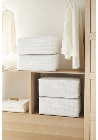 Home Wave 4'lü Orta Boy Gri Pötikare Hurç Set 52 x 28 x 21 cm