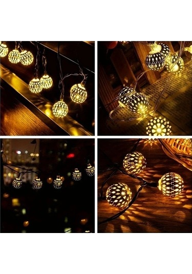 Fastbuy Türkoshop11 20 Led Metal Küre Sıcak Beyaz Bahçe Işıkları, 8 Modlu Ip54, Dayanıklı Dış Mekan Aydınlatma Sıcak Beyaz