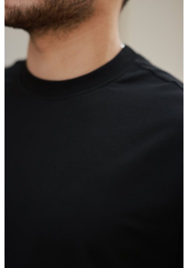 Erkek Kısa Kollu Basic Oversize Tshirt Siyah