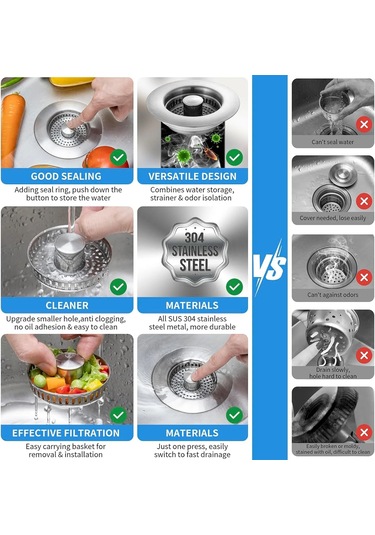 Mutfak Lavabo Tahliye Süzgeç Paslanmaz Çelik Pop Up Lavabo Tıpa Diğer