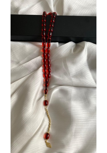 İlknur Doğal Taş Evi Ateş Kehribar Gümüş Püsküllü Tesbih