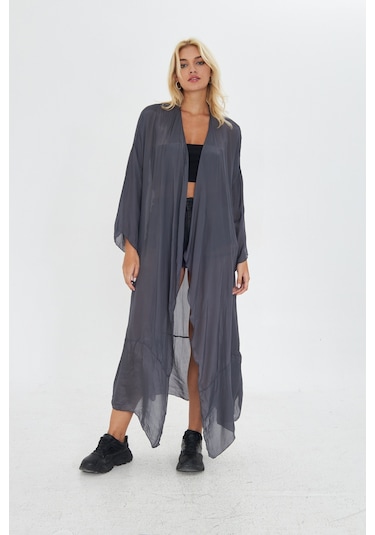 Kutaf Antrasit Ultra Soft Uzun İ Kimono Gri