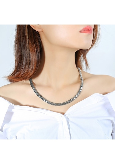 Sones Cnc-007 Manyetik Titanyum Çelik Kolye Takı Çelik Rengi Çelik