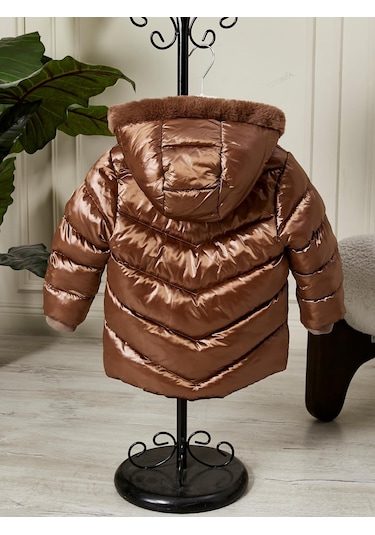 Benitto Kids Kız Bebek Çocuk Kapüşonlu Mont 51360 Kahve