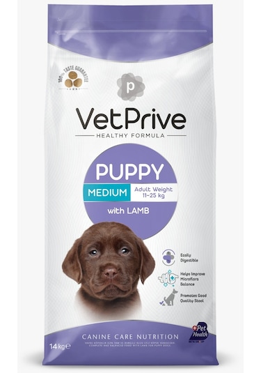Vet Prive Kuzu Etli Medium Yavru Köpek Maması 14 KG