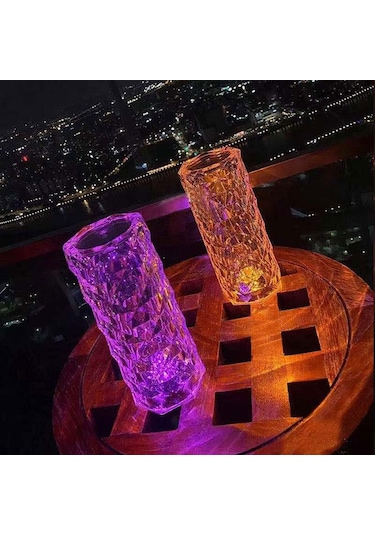 Big Rose Diamond Table Lamp Usb Charging Rgb Multi Colors Totch Lamp Kumandalı Kristal Dev Masa Lambası Rgb Renkli