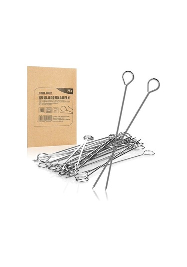 25 Adet Paslanmaz Çelik Rulo Şiş - 15 Cm Uzunluğunda Et Şişleri - Set Halinde Yüksek Kaliteli Şişler 025 Adet - Şiş