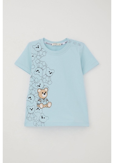 Breeze Erkek Bebek Şortlu Takım Oyuncak Bebek Ayıcık Baskılı 9 Ay-3 Yaş, Açık Mavi Açık Mavi