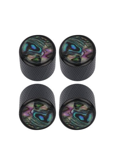 Hfambition 4 Adet Elektro Bas Ve Gitar Ton/volüm Kontrol Knobu - Metal + Gerçek Kabuk Takımı Siyah Renkli Dayanıklı Aksesuar