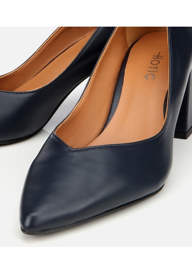 Hotiç Kadın Deri Lacivert Kalın Topuklu Ayakkabı 01ayh312470a680 Lacivert