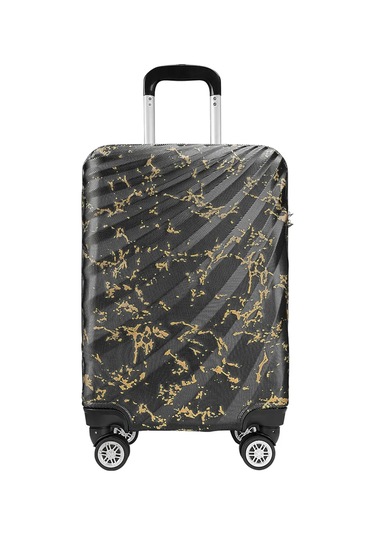 Wexta Wx-300 Baskılı Siyah Kabin Boy Valiz Siyah