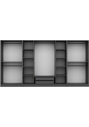 Kale Plus 8 Mebran Kapaklı 2ç Dolap Antrasit Mebran Füme Cam 190cm Antrasit