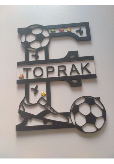 Çocuk Odası Kapı Veya Duvar Süsü Kişiye Özel İsim Yazılı Beyaz - Siyah