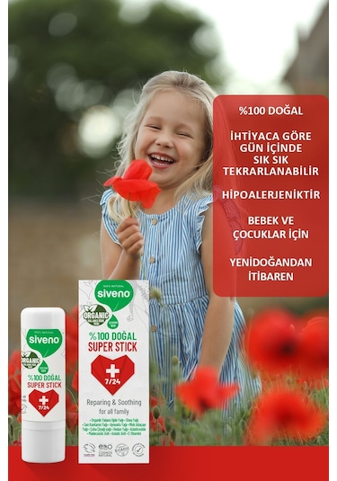Siveno %100 Doğal Super Stick Anlık Yatıştırıcı Onarıcı Organik Yalancı İğde Yağlı 6 G