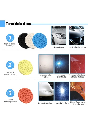 Lemestar 5'li Araba Cila Pedi Seti - 6,5 İnç Otomobil Ve Yatlar İçin Çizik Giderme & Parlatma