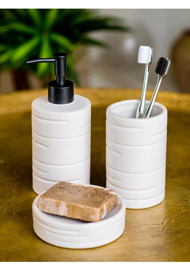 Nd Home Banyo Seti 3 Parça Dozajlayıcı/hazne/sabunluk 222150848 Beyaz