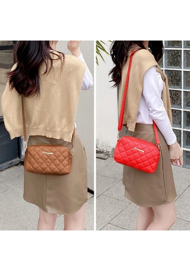 Suofeng Pembe Diamond Desenli Kamera Çantası - Tek Omuz/çapraz Çantası, Günlük Eşyalarınızı Taşımak İçin Fonksiyonel Ve Şık