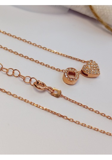 Keskin Gümüş Gümüş Zirkon Taşlı Gold Kalp Kadın Trend Harf Kolye Kadın Kolye