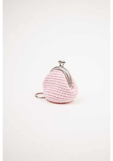 Fabric Craft Bag Mini Bozuk Para Cüzdanı Anahtarlık Klipsli Açık Pembe