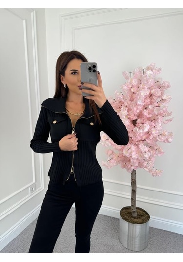 Tua Moda Kadın Cep Ve Fermuar Detay Fırsat Ürün Bluz Siyah