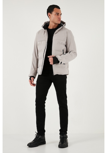 Buratti Regular Fit Kapüşonlu Kapitoneli Erkek Mont 497Dean Taş