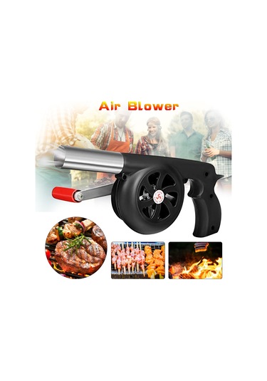 Yaleker El Tipi Kamp Ocağı Üfleyici - Manuel Kollu Metal Barbekü Fanı Siyah