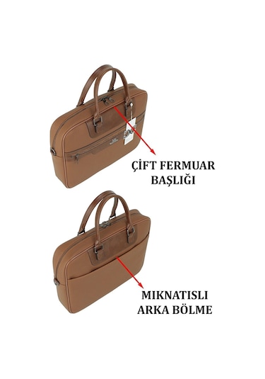 Case Club Taba Renk Evrak Çantası 15,6'' Laptop Bölmeli Taba