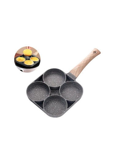 Homyl 4 Delikli Omlet Tavası Yumurta Kızartma Pişirme Mutfağı Gazlı + İndüksiyon Ocak