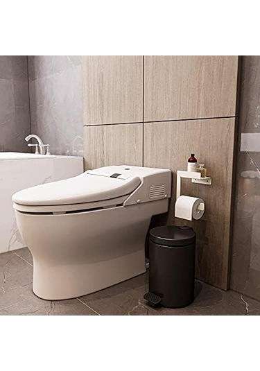 Raflı Tuvalet Kağıdı Tutucu, Metal Tuvalet Kağıdı Standı Metal, Beyaz Siyah