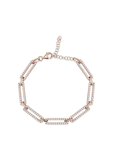 Bakla Gümüş Bileklik Zirkon Taşlı Rose (528167233)